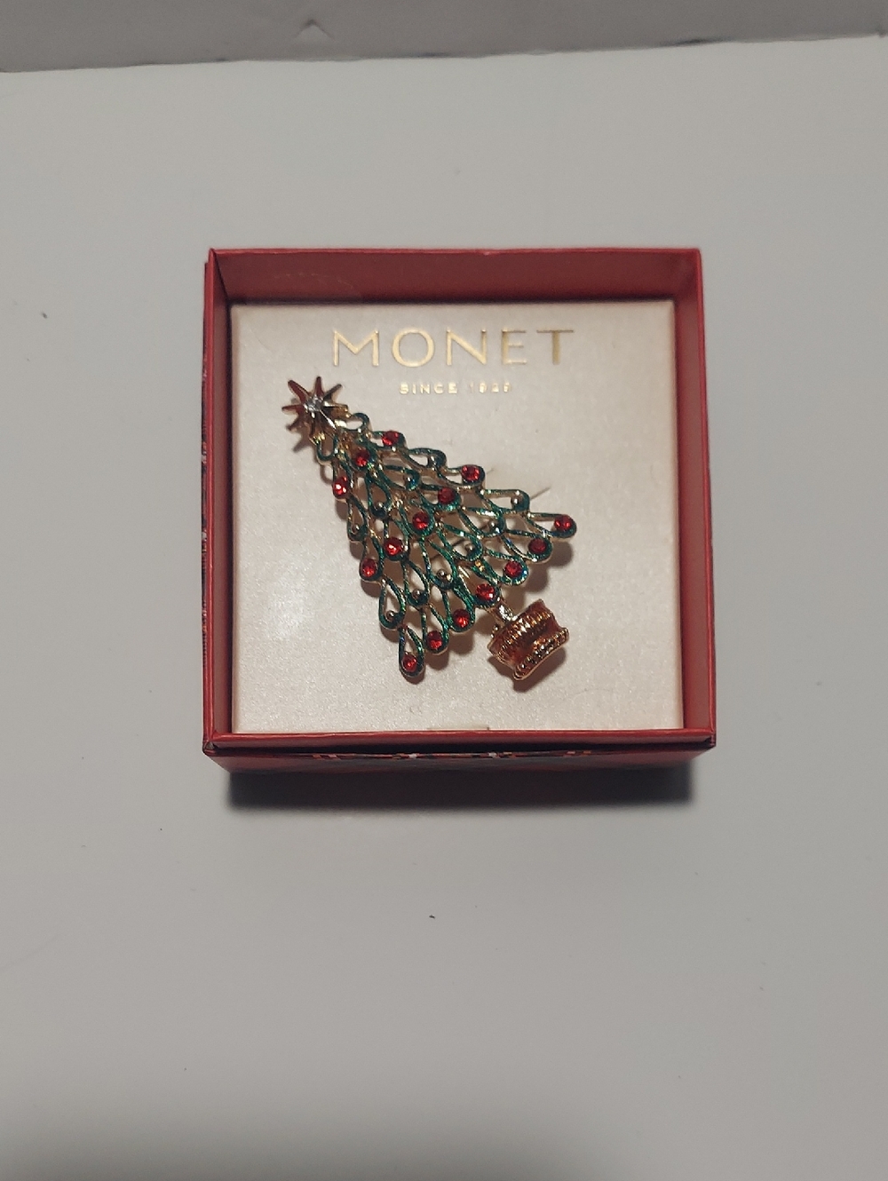 Monet Christmas Tree Brooch / Pin New In Box